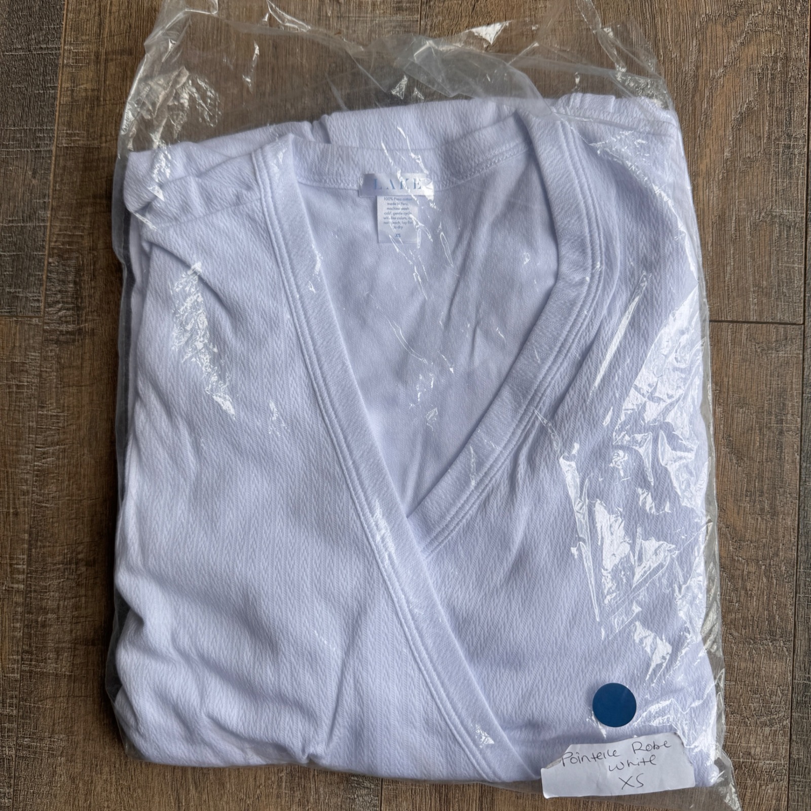 New Lake Pajamas Pointelle Robe White 100% Pima Cotton Wrap Loungewear Xs — image 5 of 5